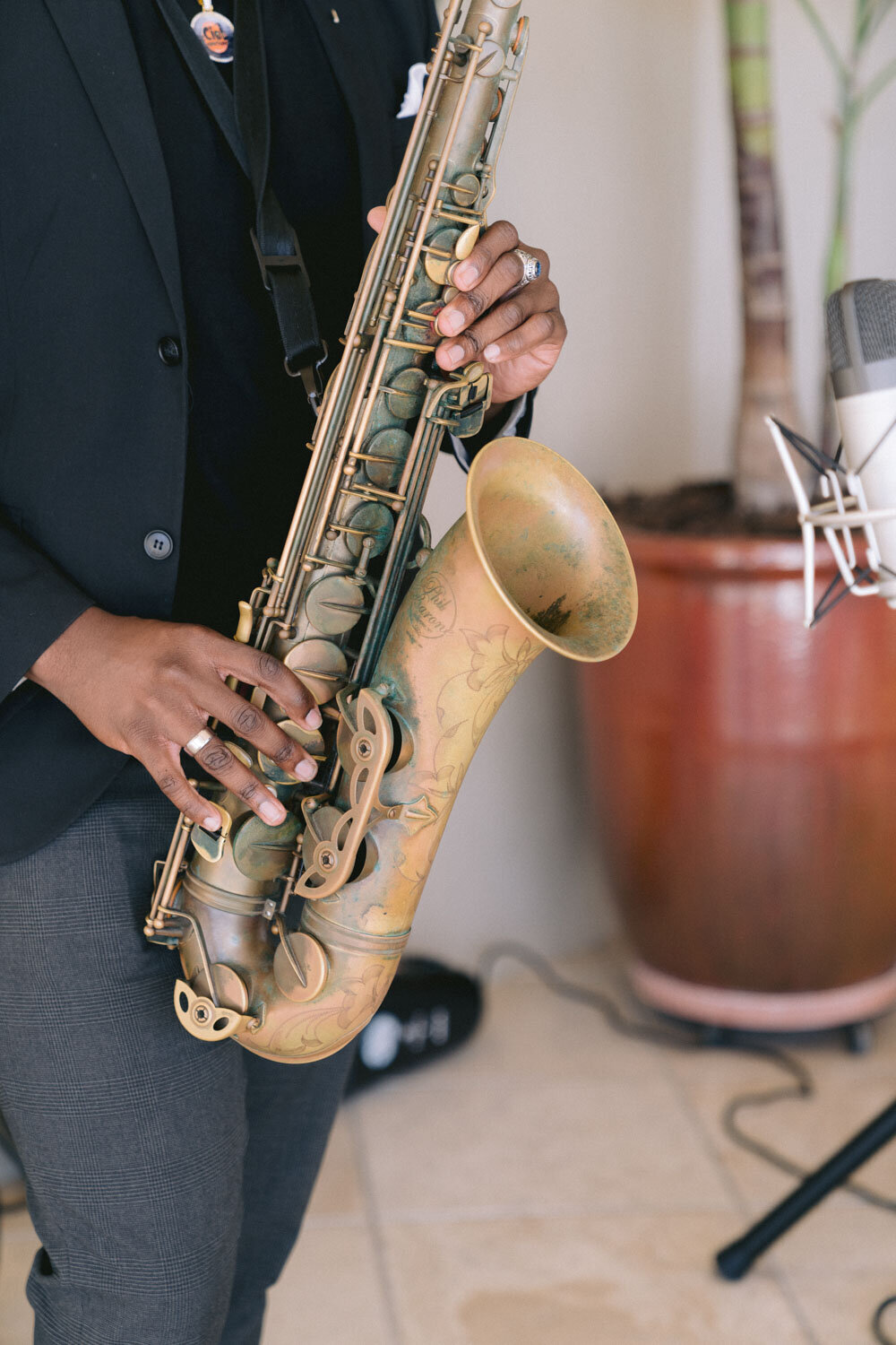 Man playing saxophone during a wedding