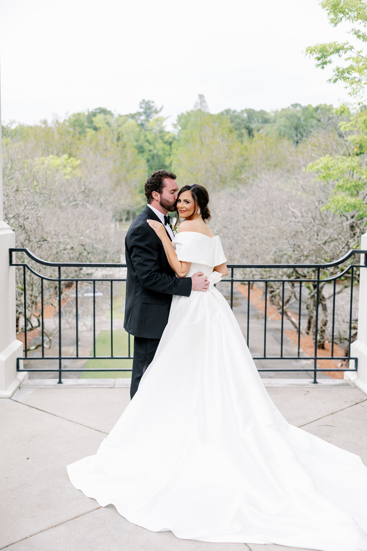Bride and Groom at the Birmingham Botanical Gardens for Wedding Photos