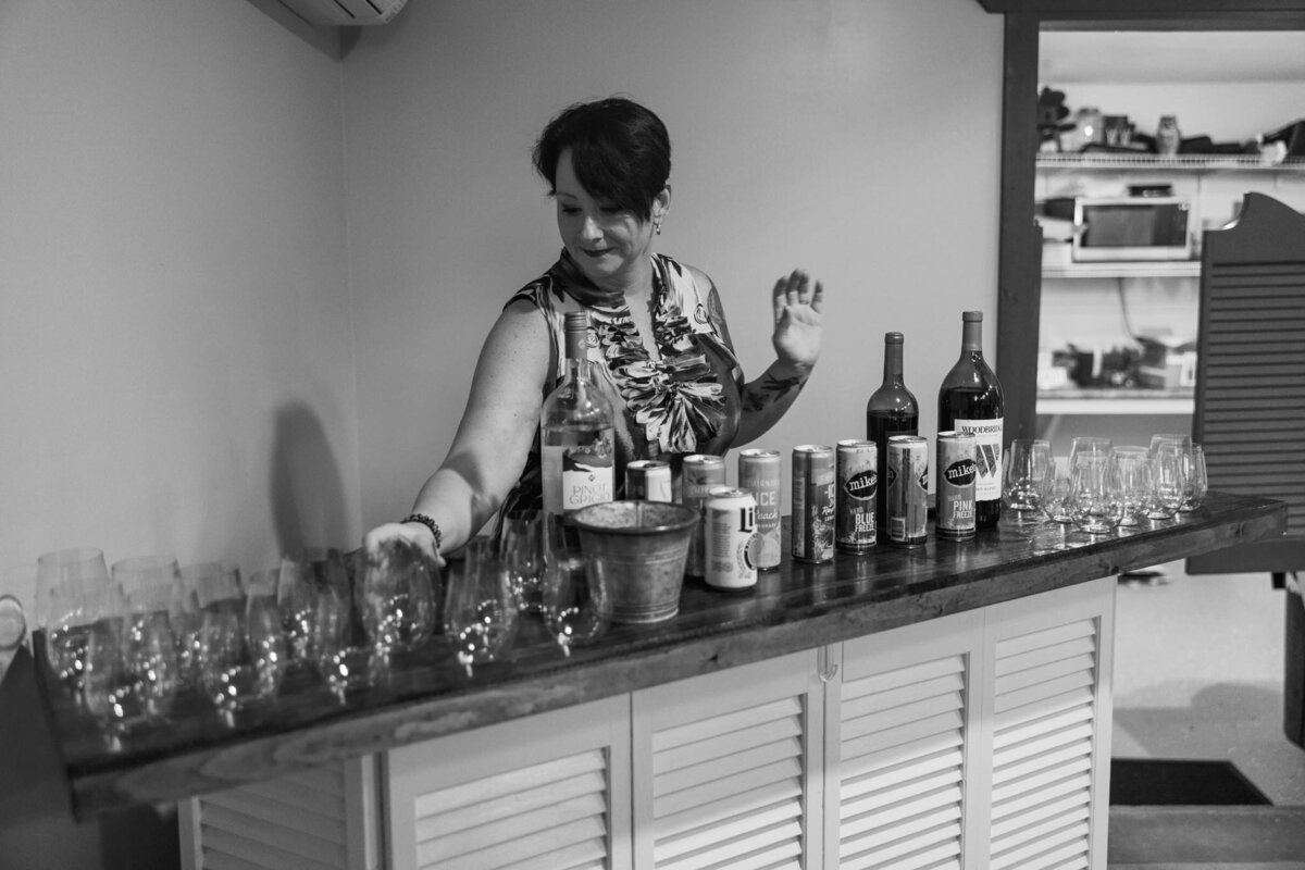 Bar Tender at The Wilkes Cove Wedding Venue in Ozark Alabama. 