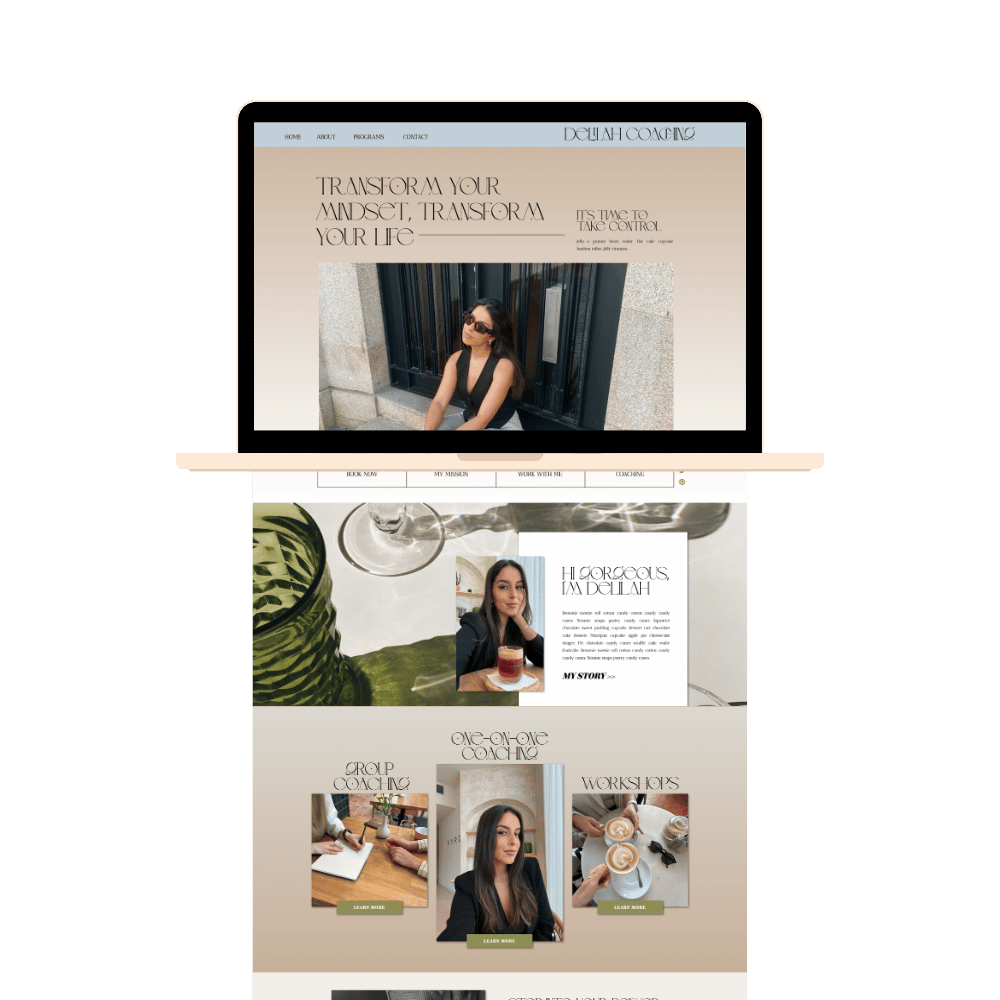 Previous work from a website design for a coach business.