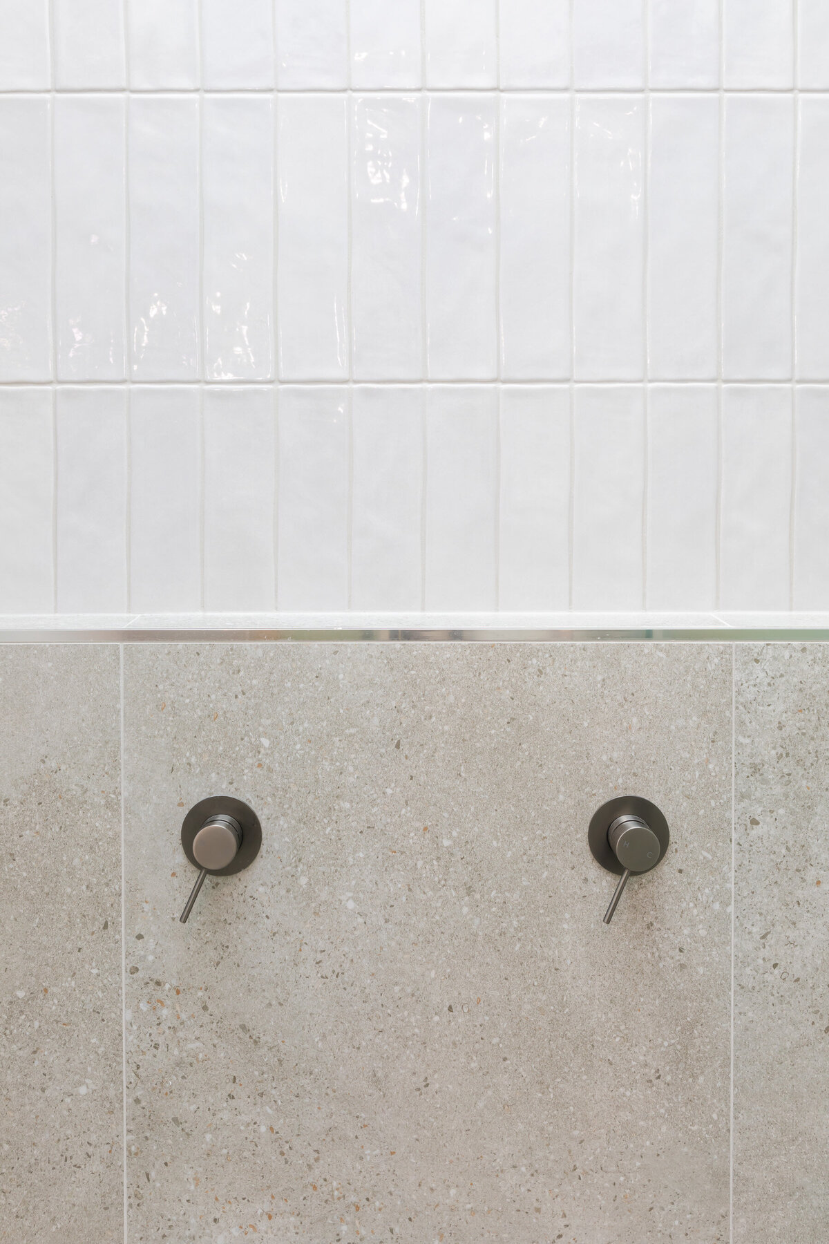 Close up of tapwear in custom built bathroom