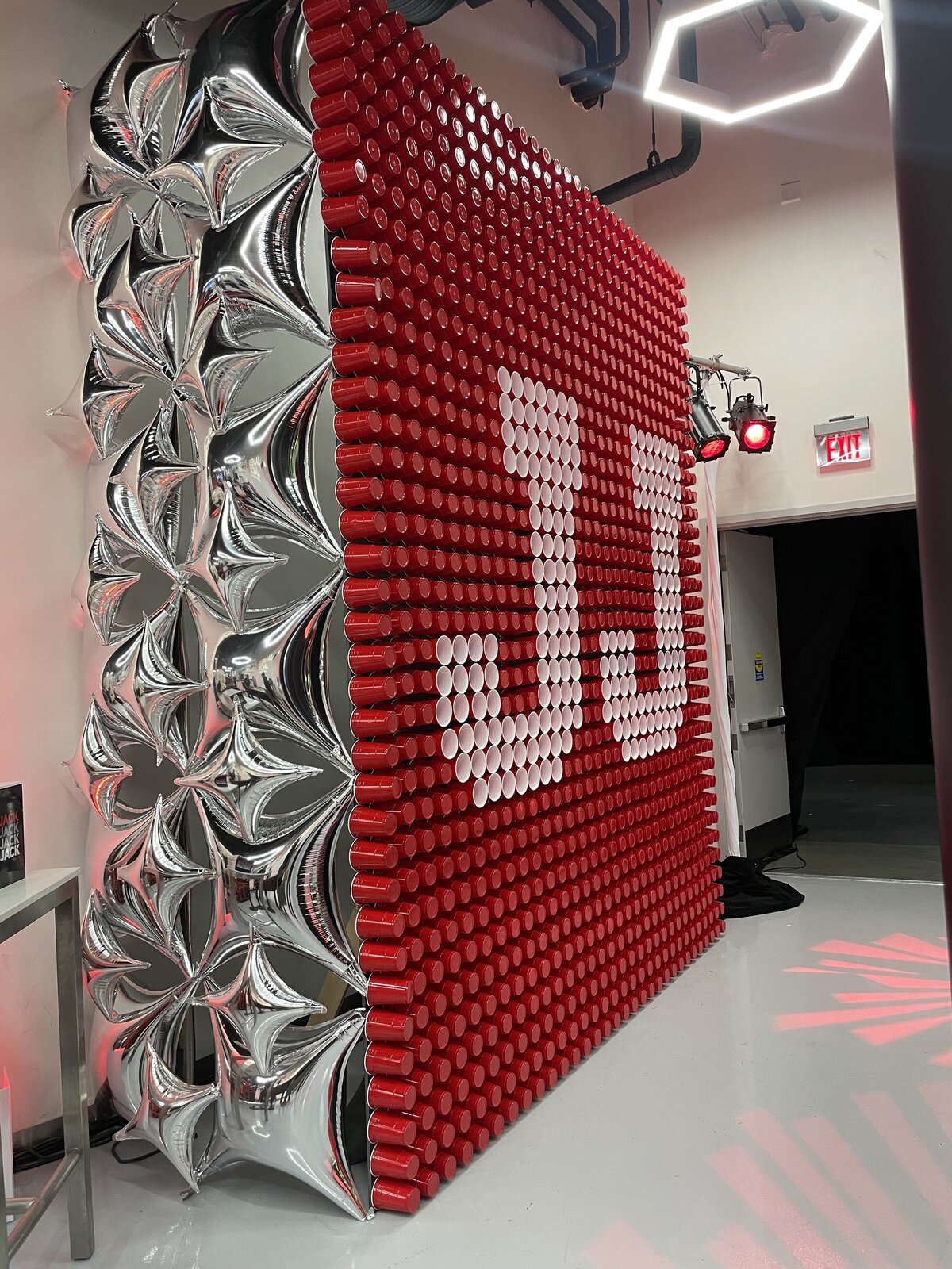 Custom Bat Mitzvah installation by The Works Collective | immersive event design at Sofi Stadium.
