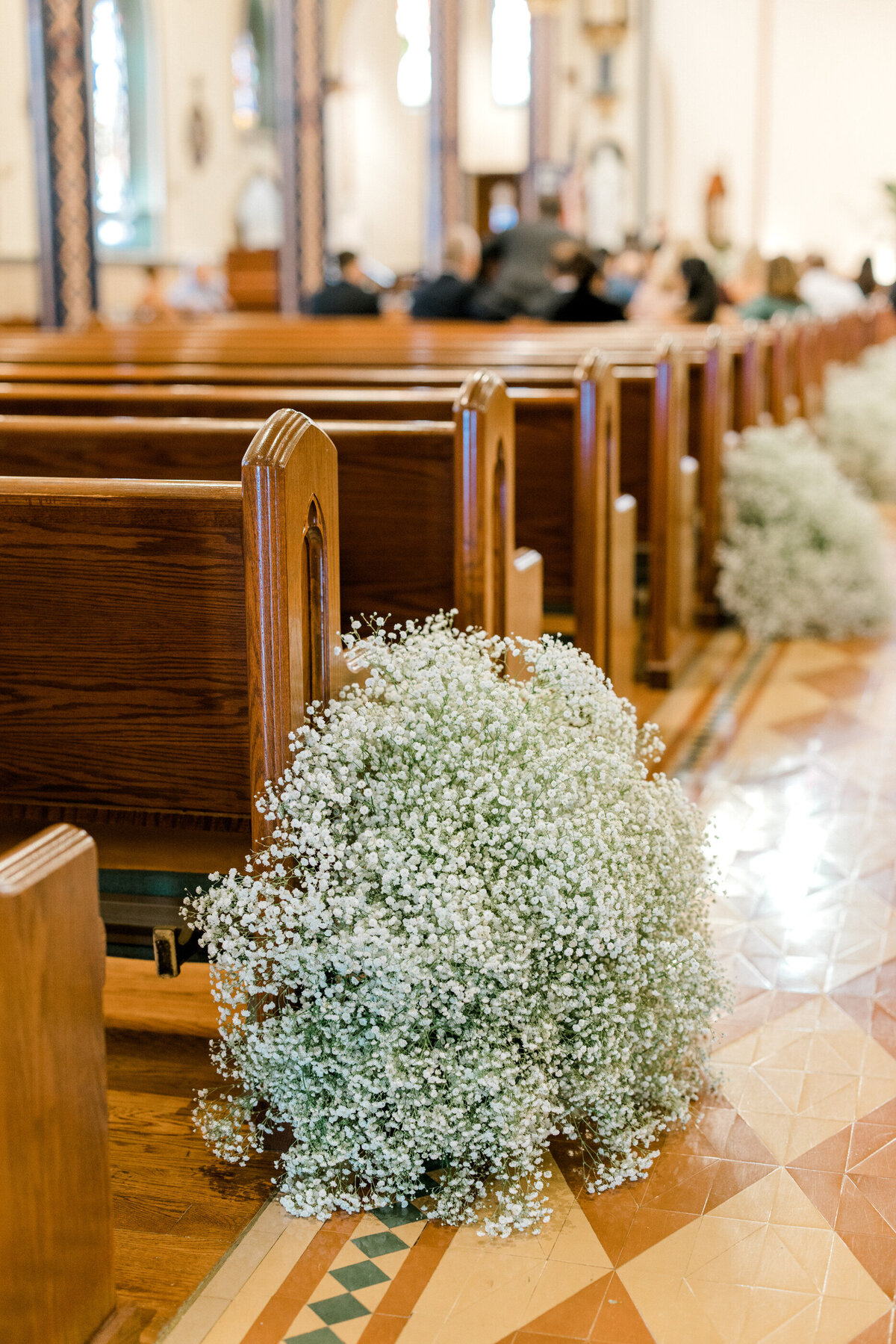 baby's breath wedding ceremony aisle decor