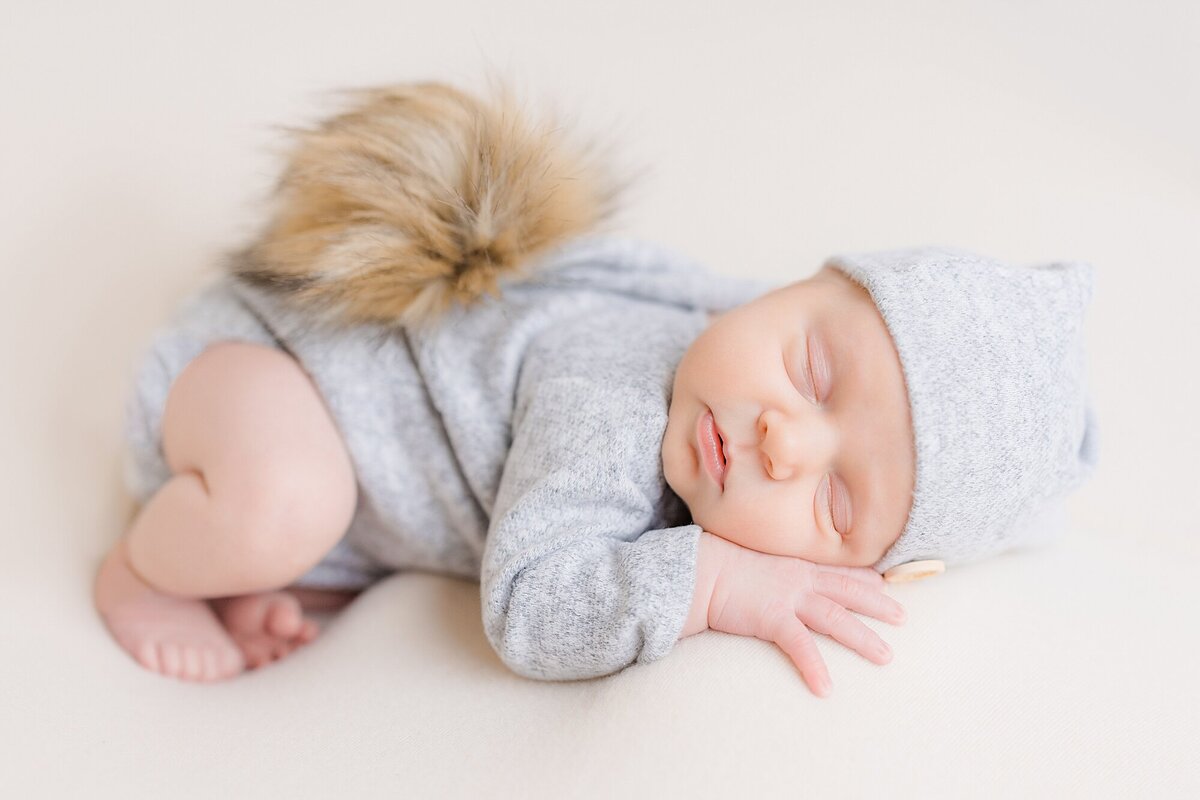 baby boy in gray