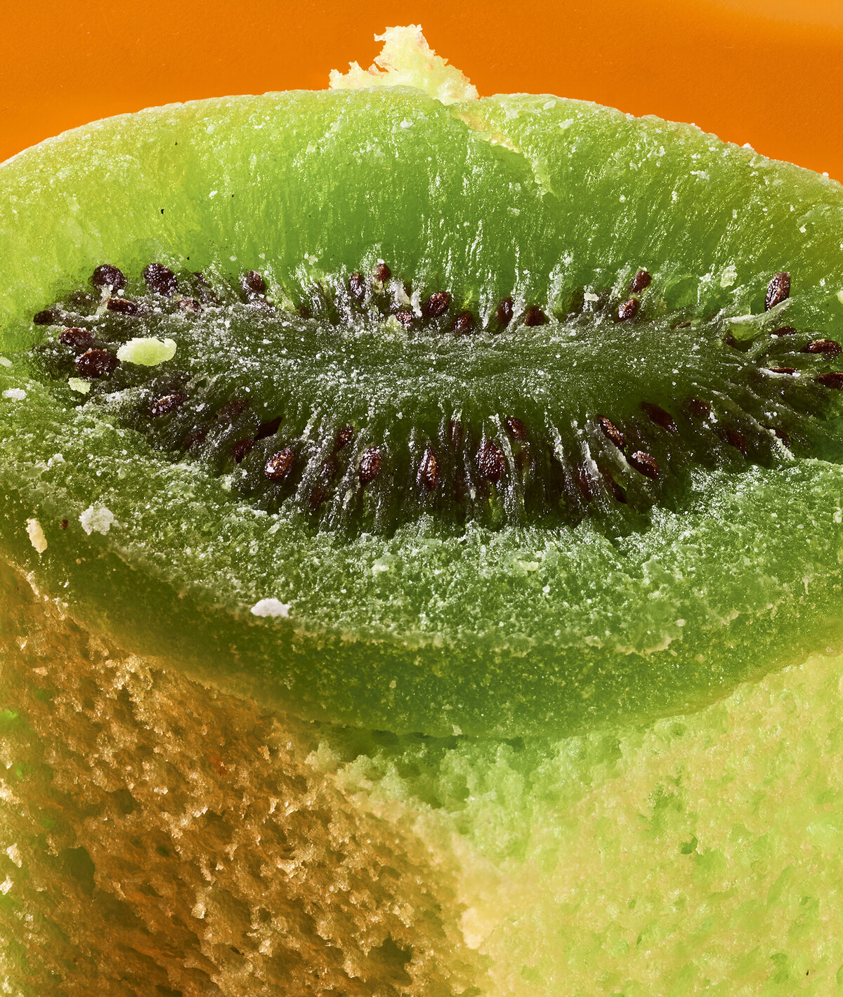 macro shot of dried fruit on cake
