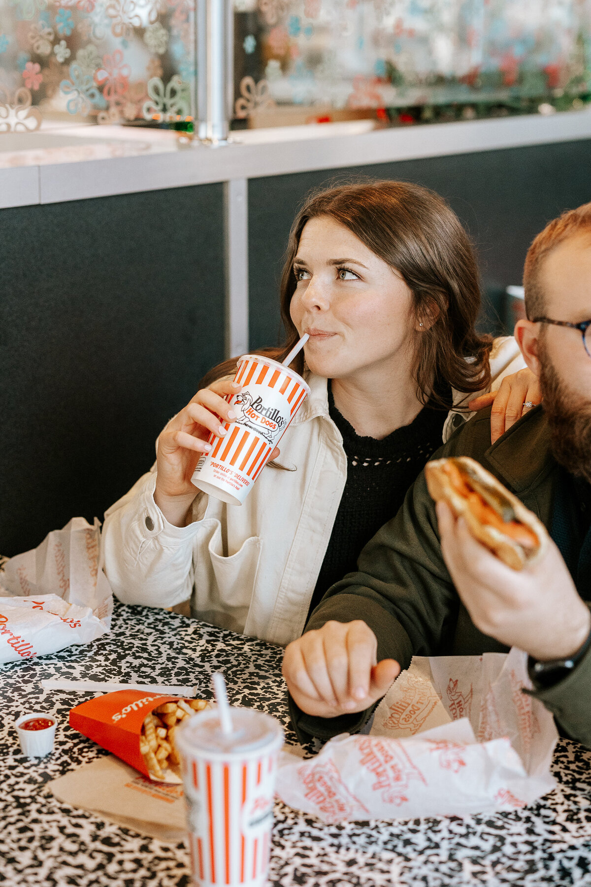 creative fun chicago flash engagement photos at Portillos Hotdogs-19-ed-lucy