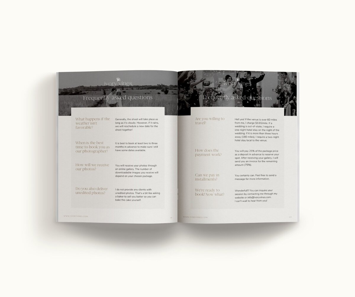Neutral pricing guide template for photographers Ivory Vines  12