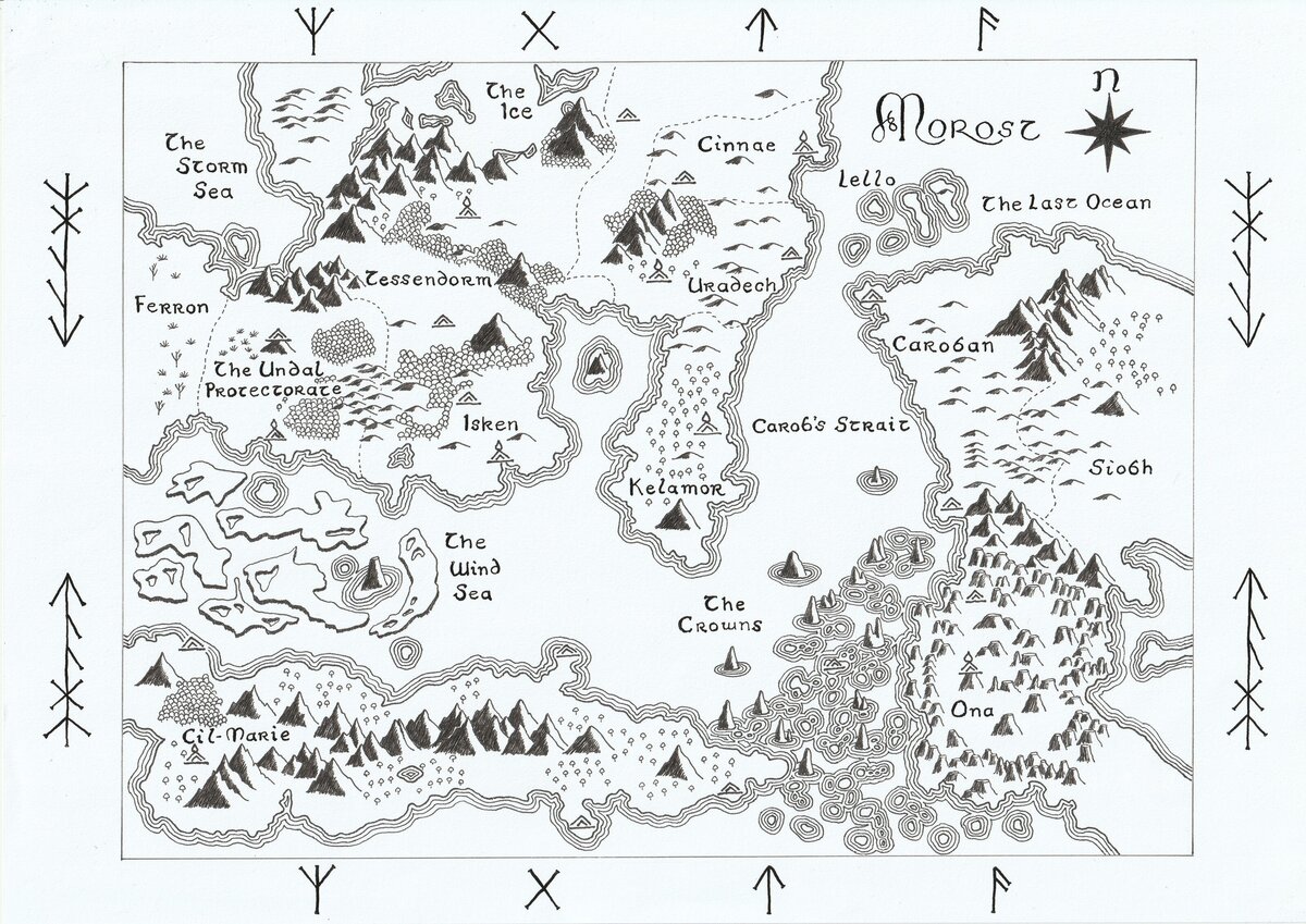Retro-fantasy handr-drawn map