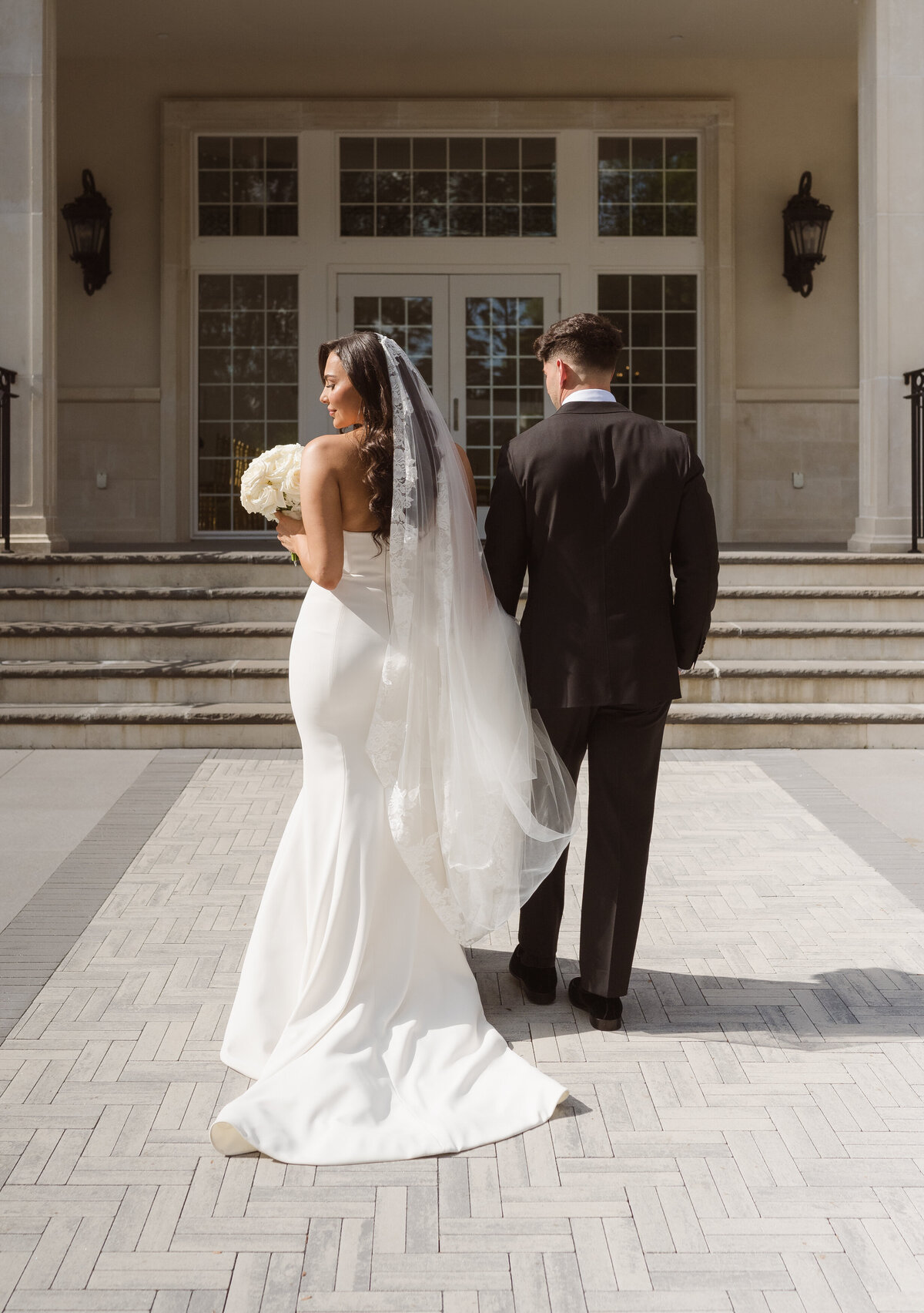 outdoor wedding photo at bride and groom at the estate at florentine gardens nj