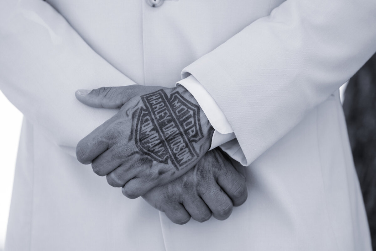 tattooed groom