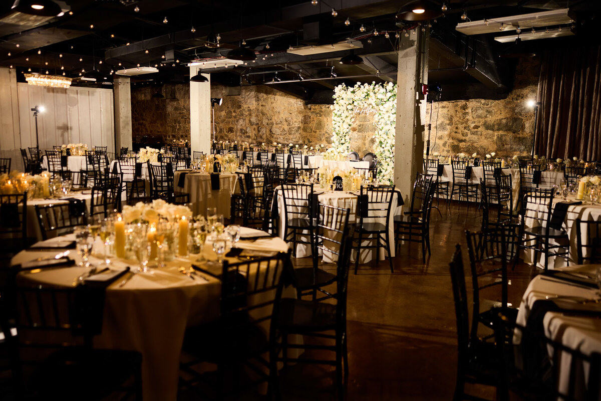 Indoor reception wedding setup