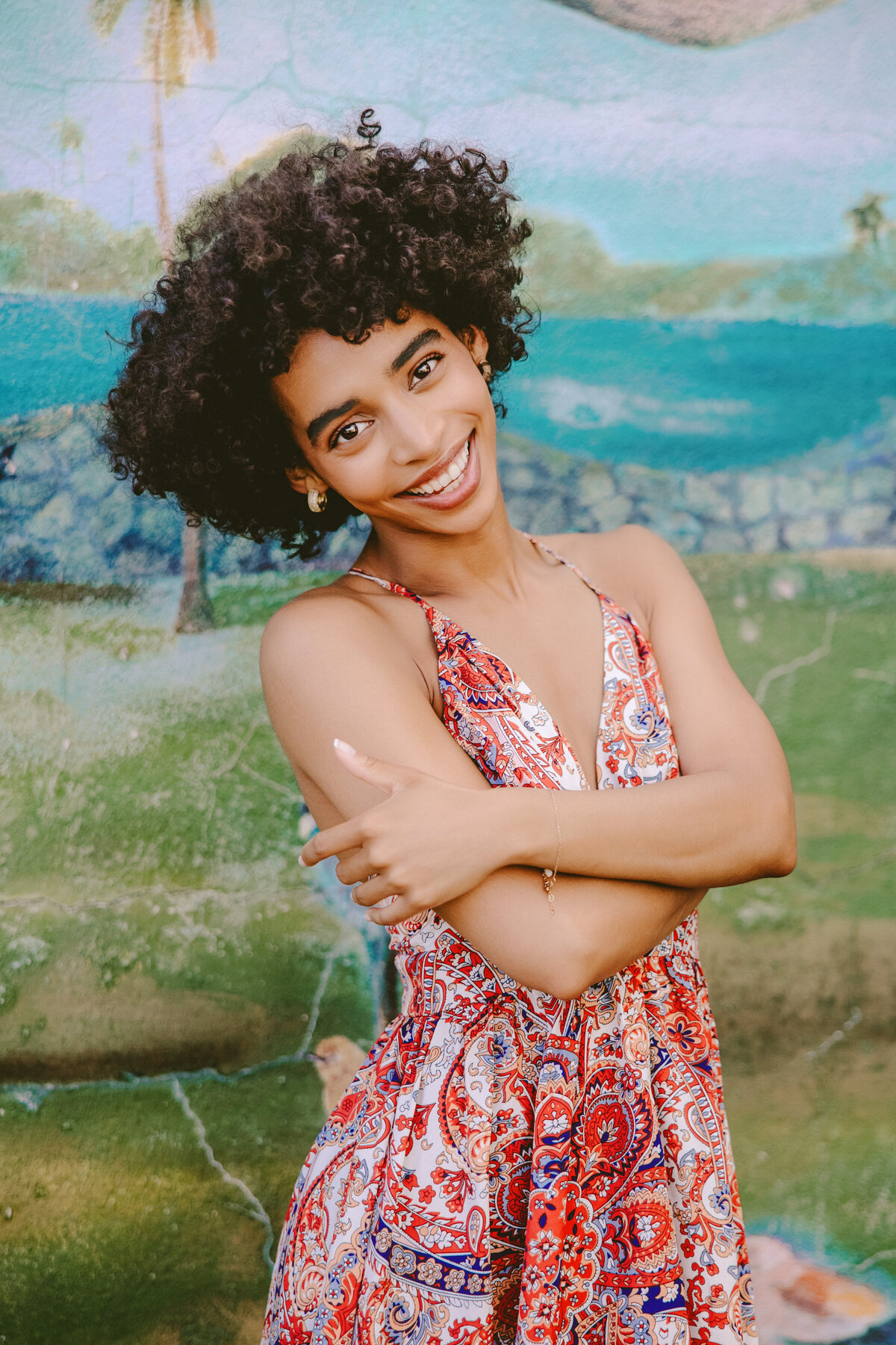 beautiful black girl smiling at camera