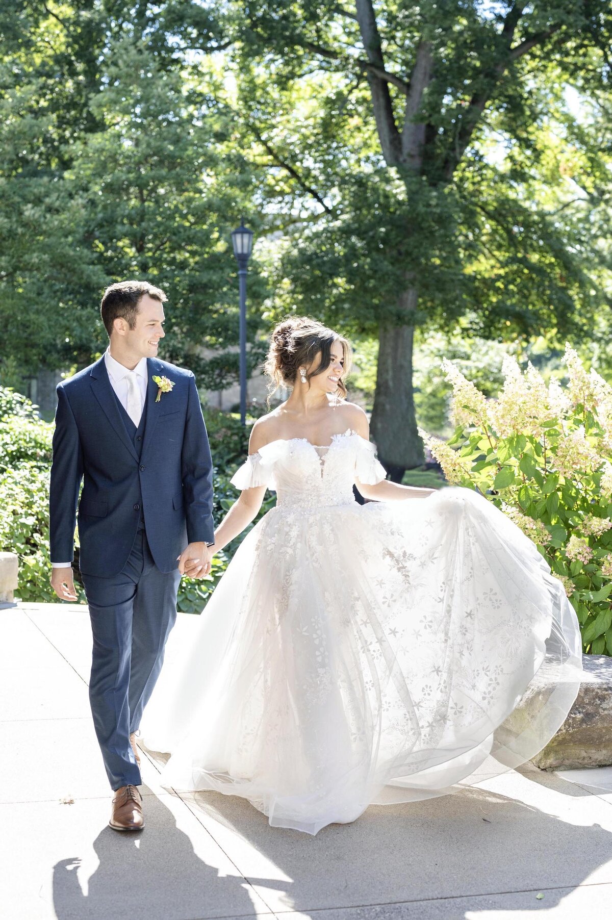 Bride and groom ballgown dress