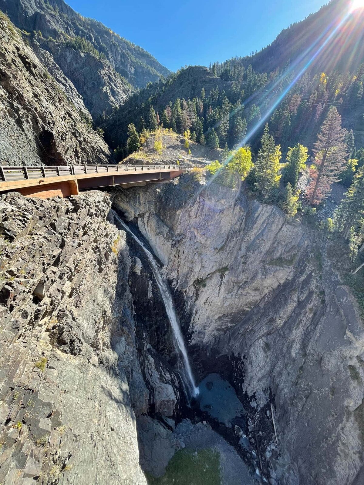 A waterfall in the rocky mountains