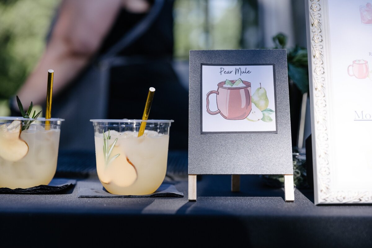 Signature cocktails served from Bee Tapped Dry Bar beverage truck for parties and celebrations