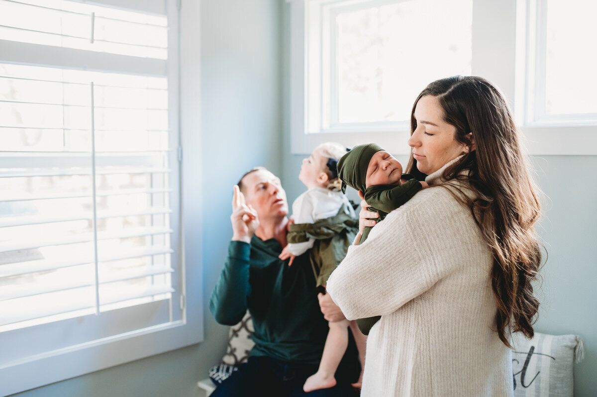 family of four with a baby and toddler