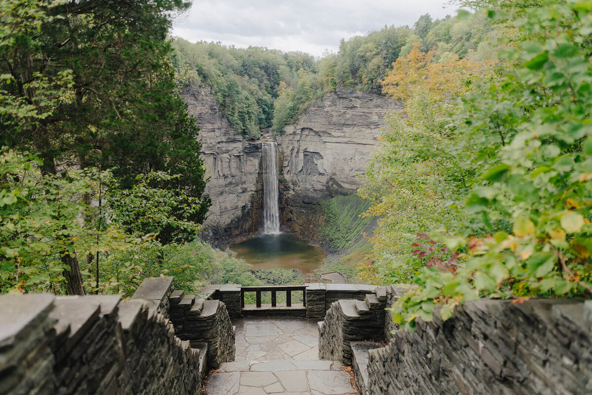 view of waterfall in Finger Lakes, NY