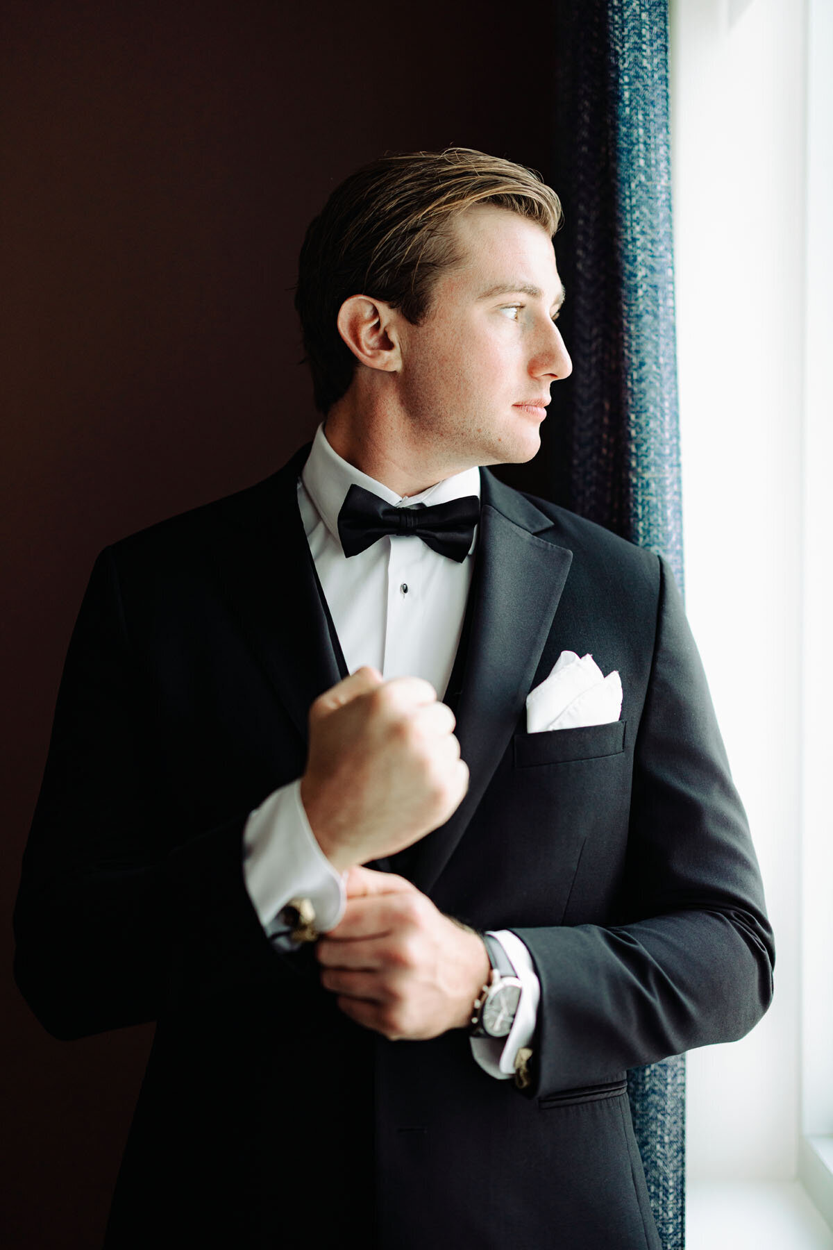 Groom getting ready in Scottsdale, Arizona.