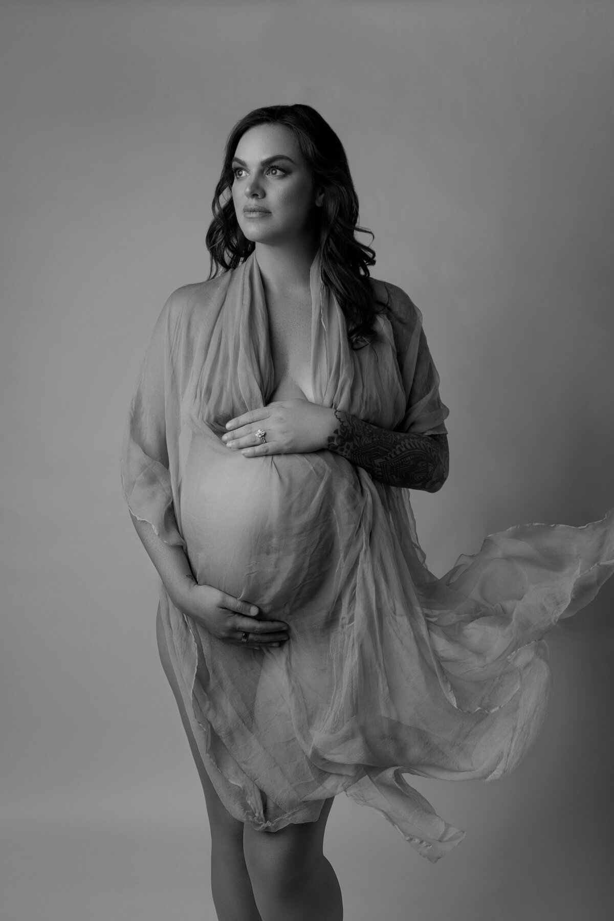 Flowing fabric maternity portrait sanford nc