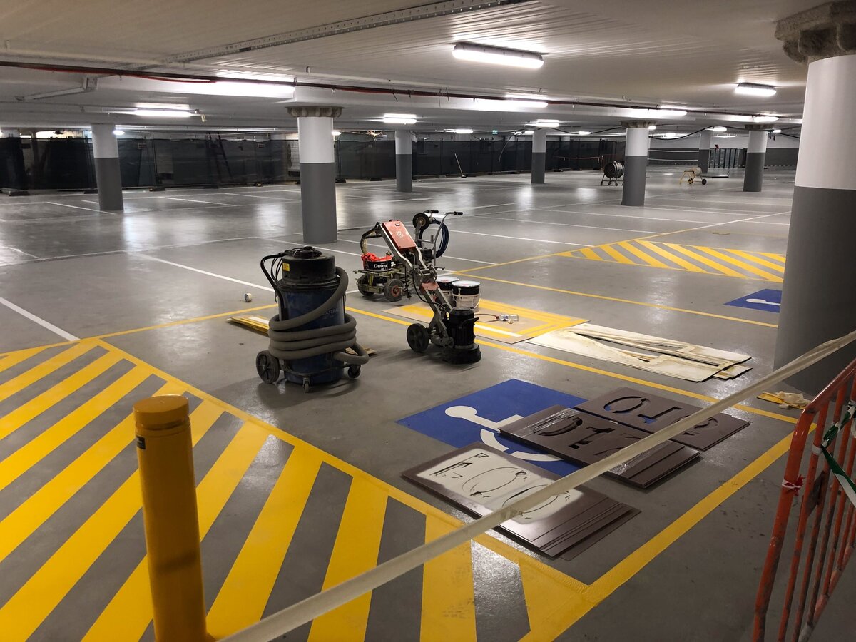 Car park linemarking refresh for disability car spot