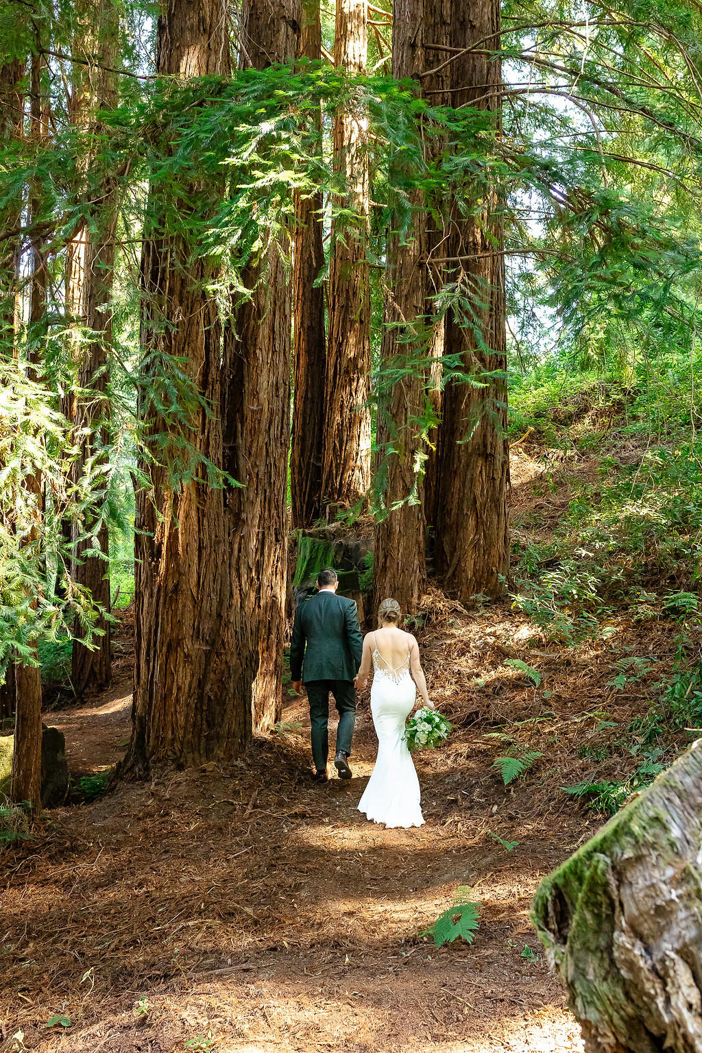 Couples walking down the garden