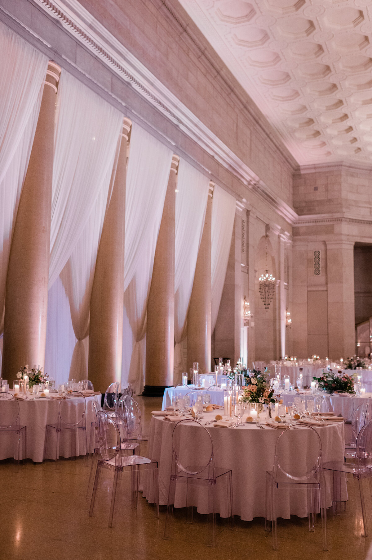 Several set reception tables 