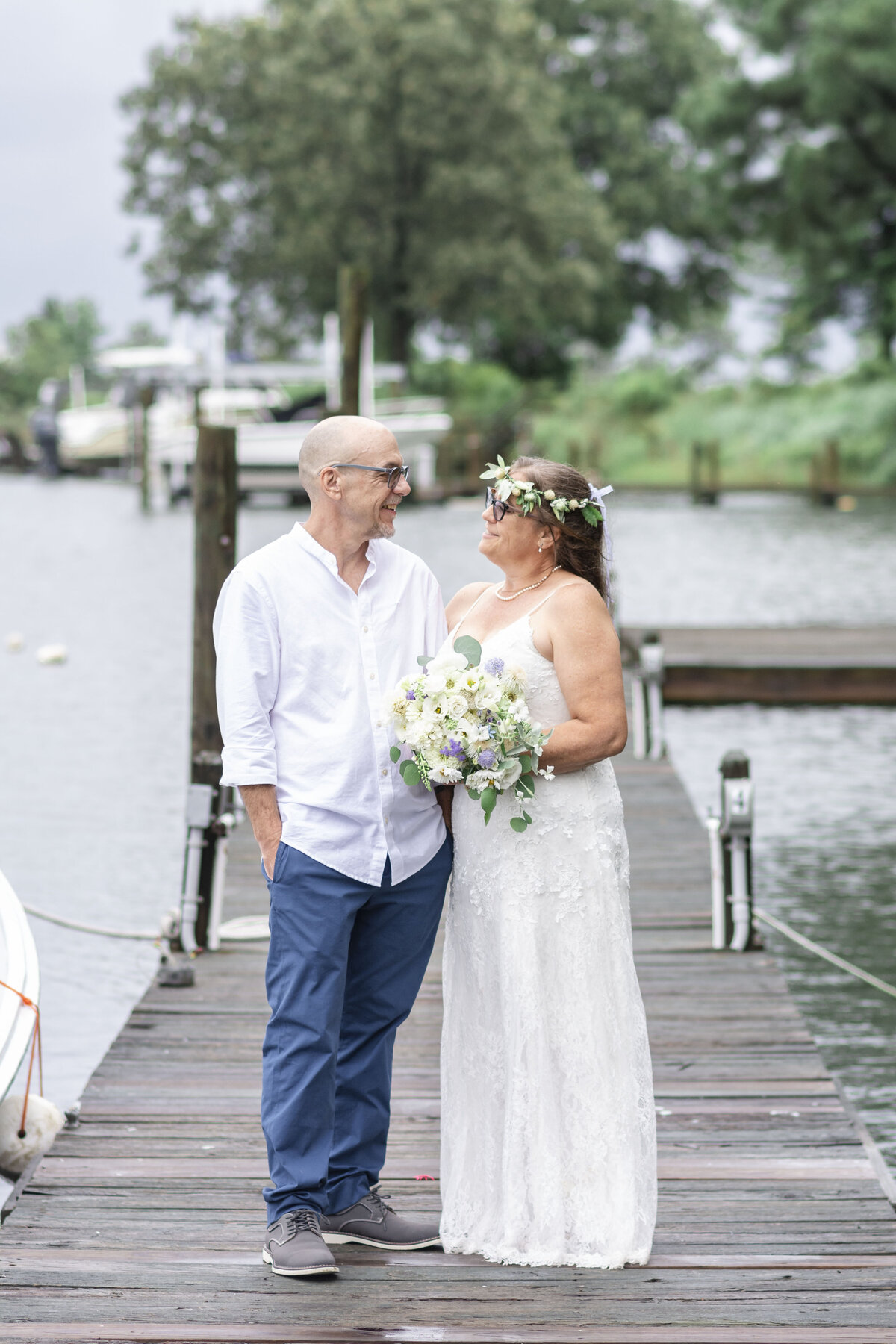 Couple on the dock at Deltaville Maritime Museum
