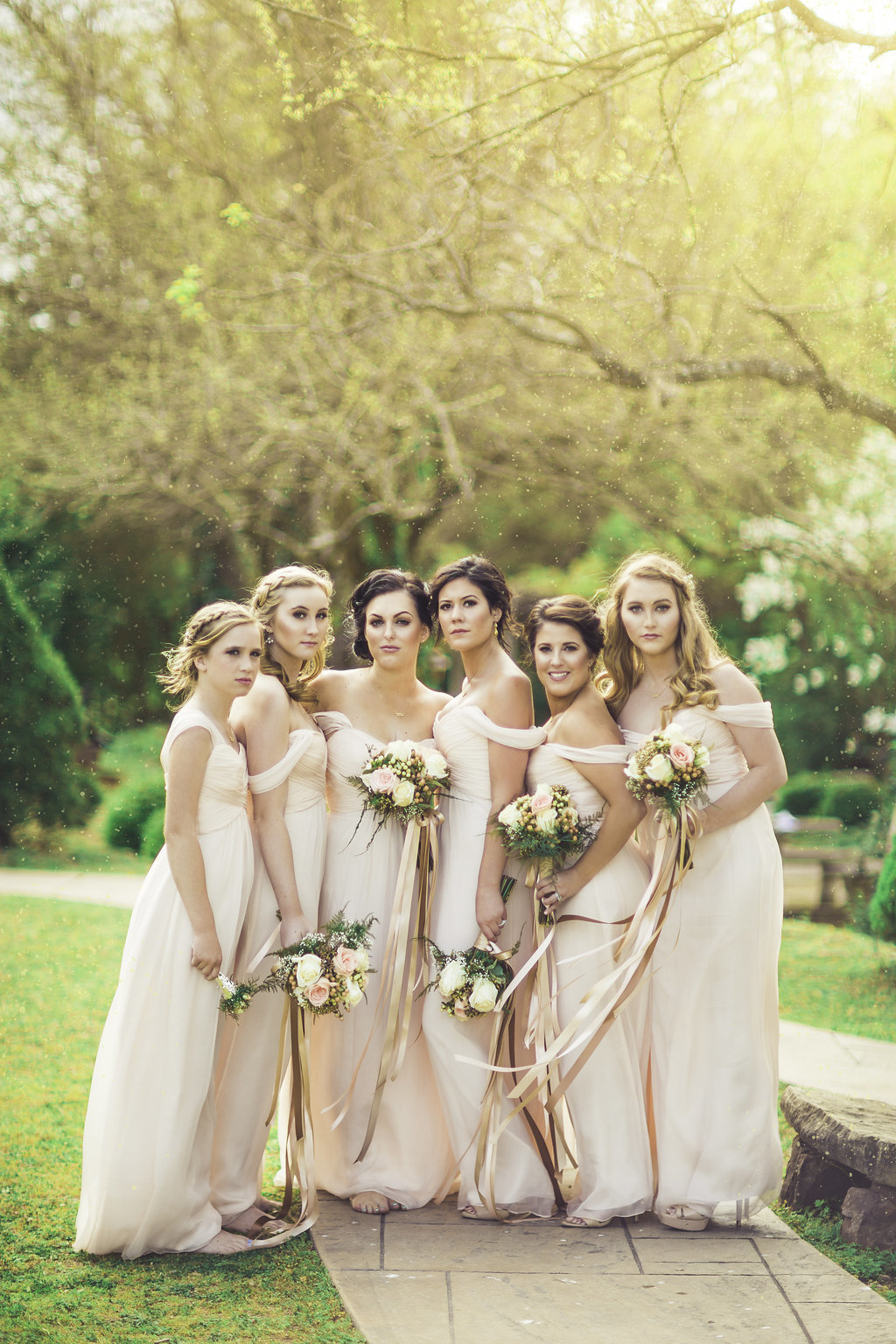 Wedding Photograph Of Bridesmaid Holding Flower Bouquets Los Angeles