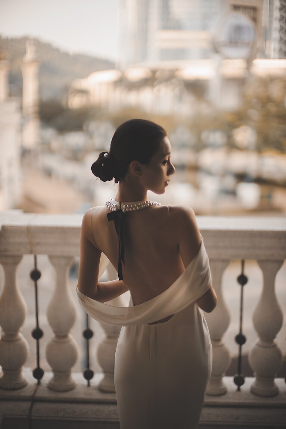 Pre-wedding photoshoot. The Londoner, Macau. Reem Acra - Breakfast at Tiffany’s.