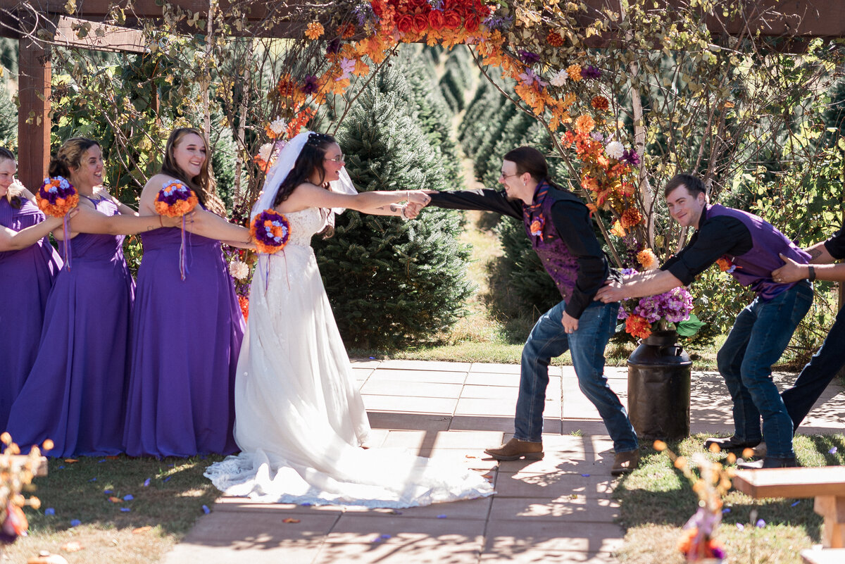 Candid sunset moment at wedding