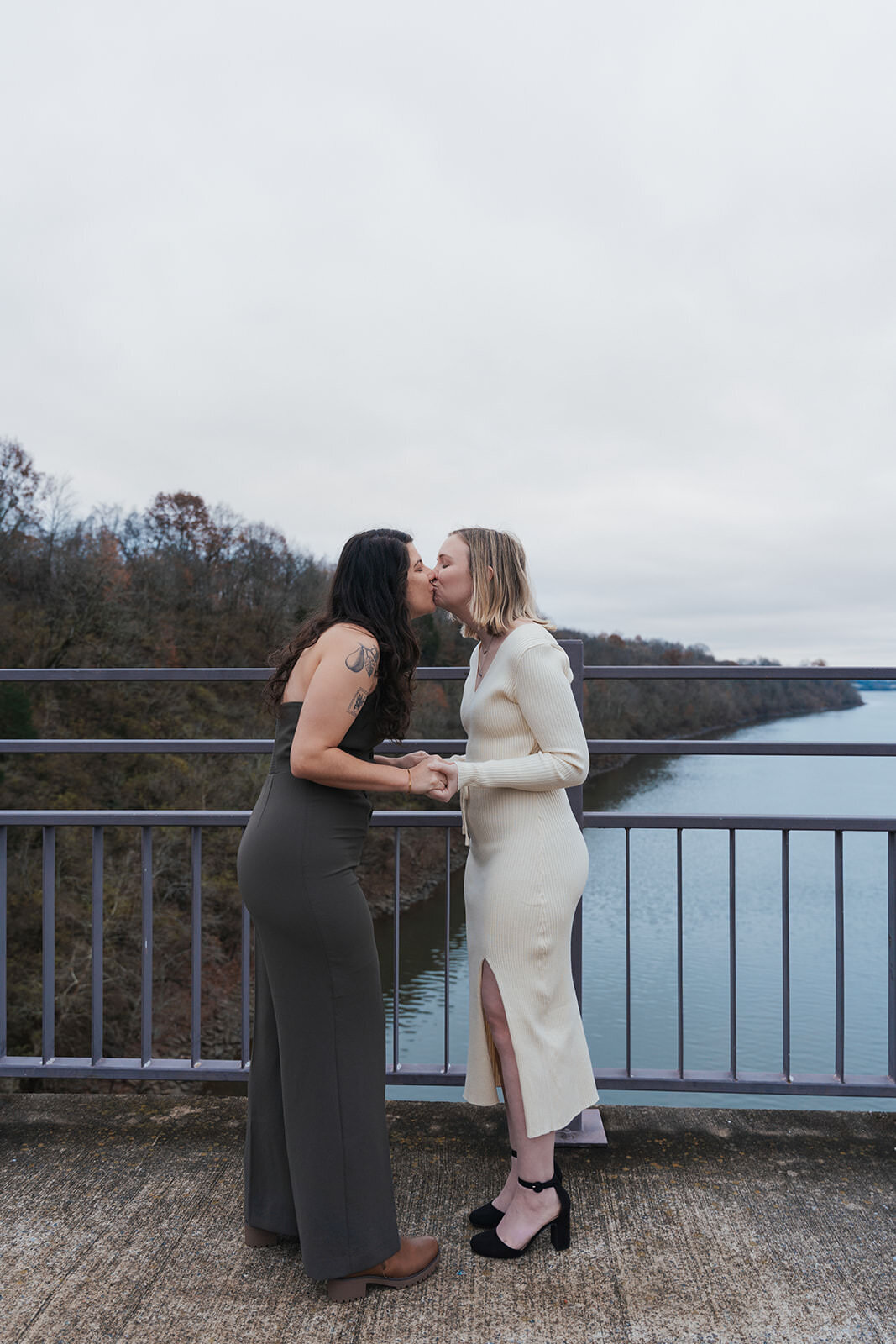 Two women kiss during the ceremony of their  Nashville elopement