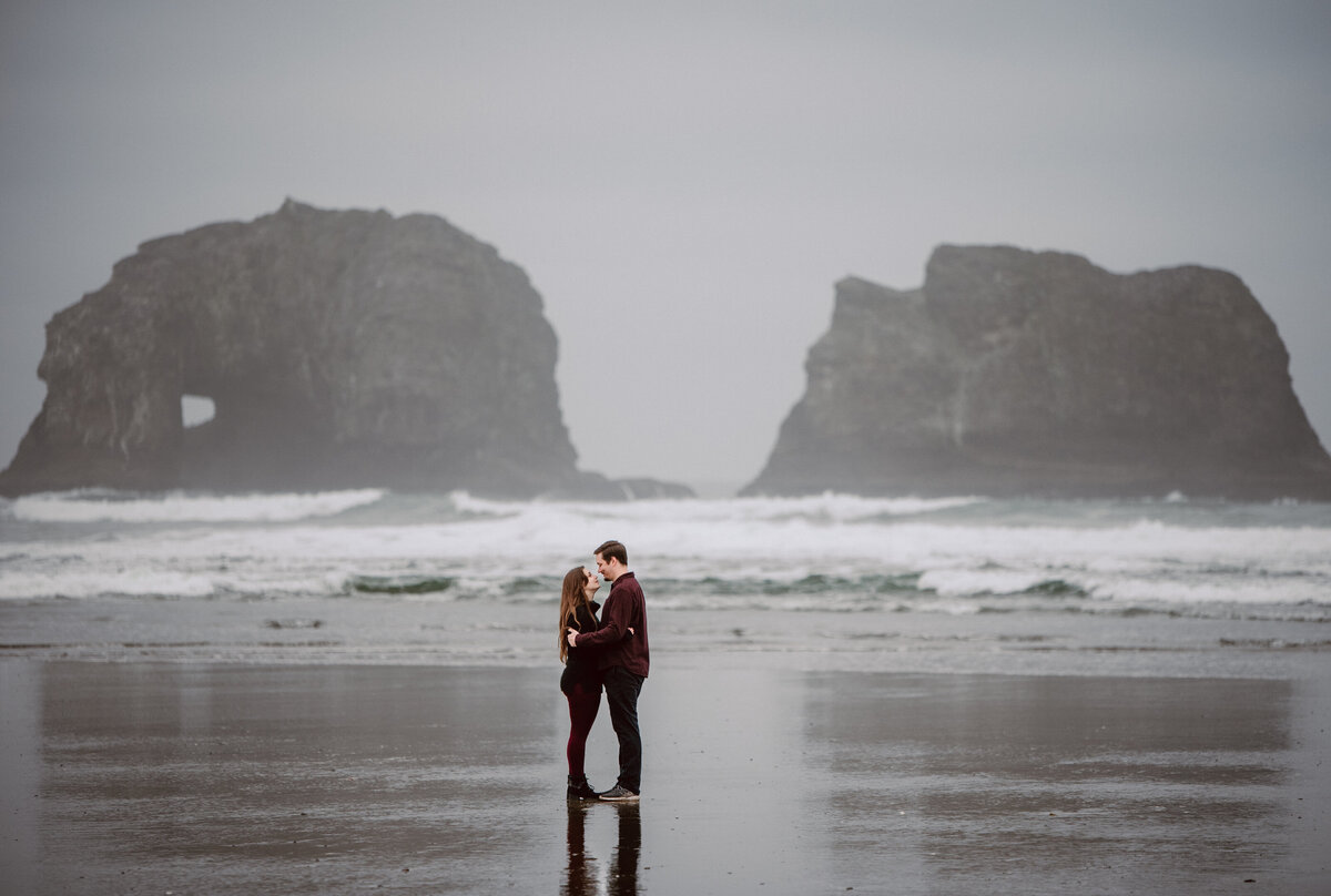 Rockaway Beach sunrise engagement