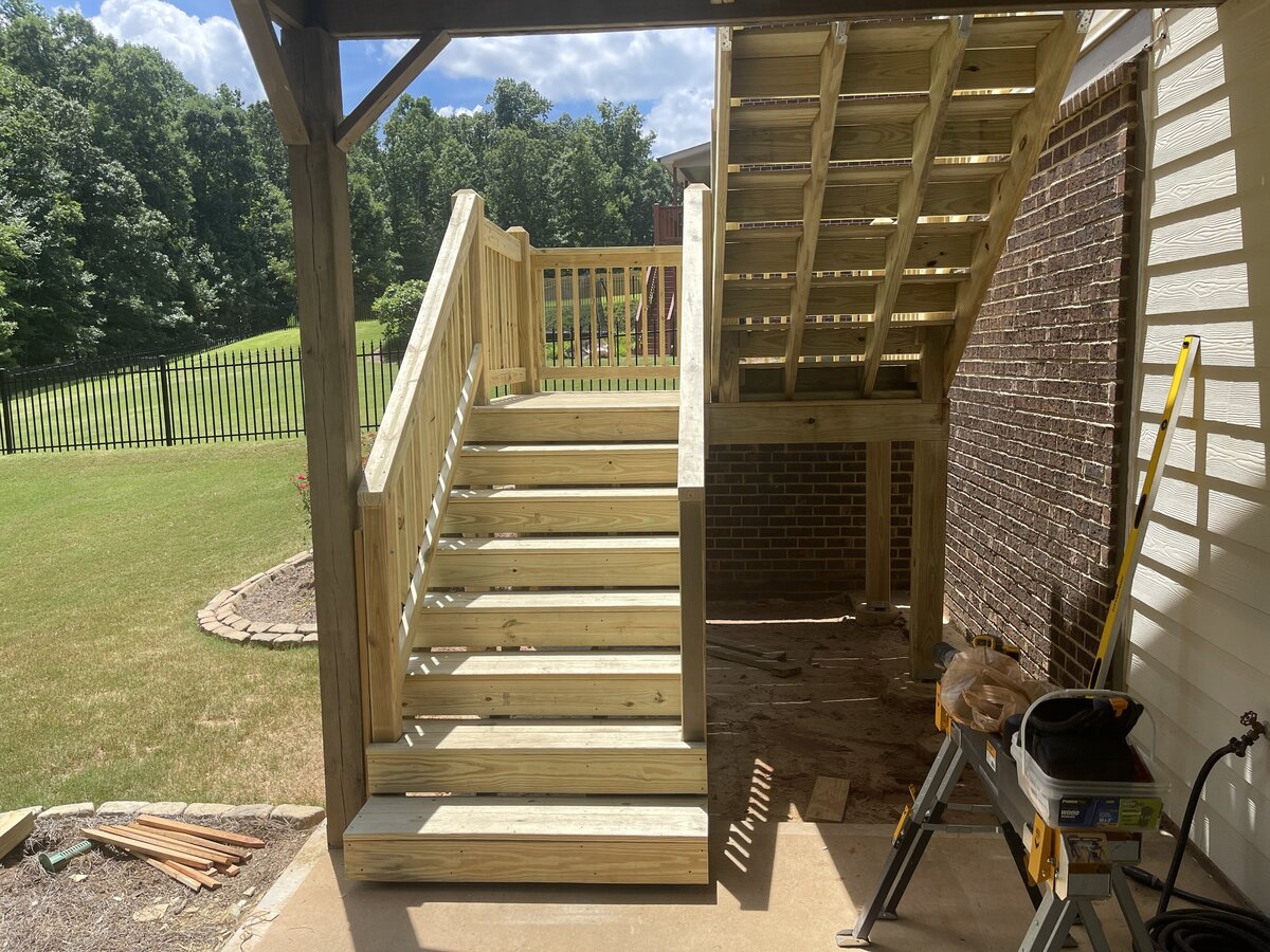 Backyard deck steps