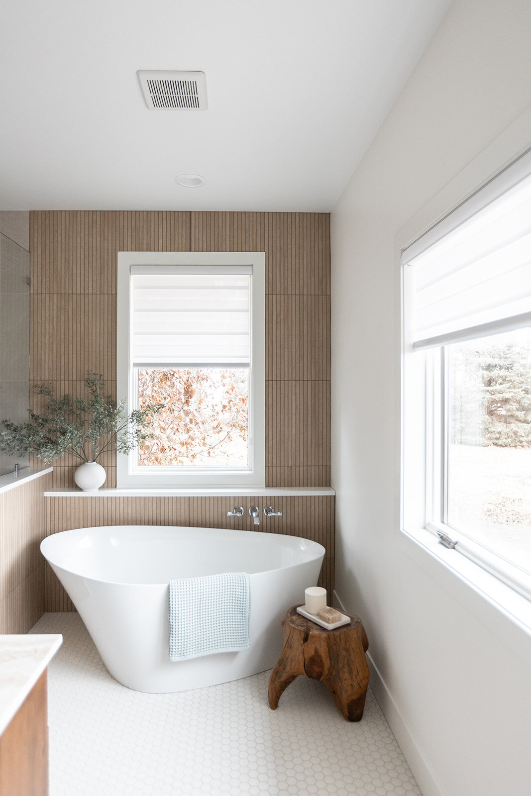 michele rosenboom design clean country renovation free standing large bathtub