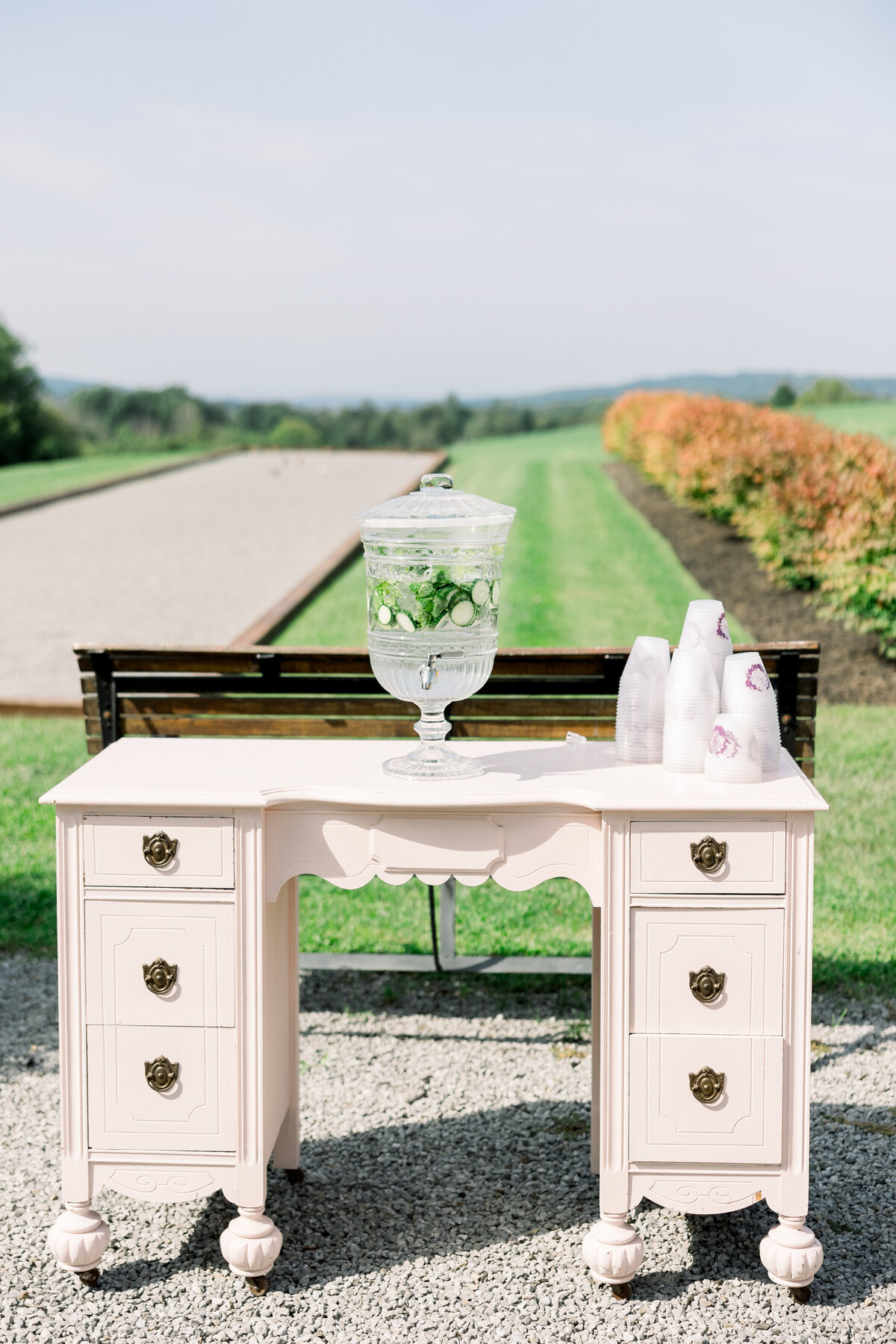 wedding-welcome-water-table-outside