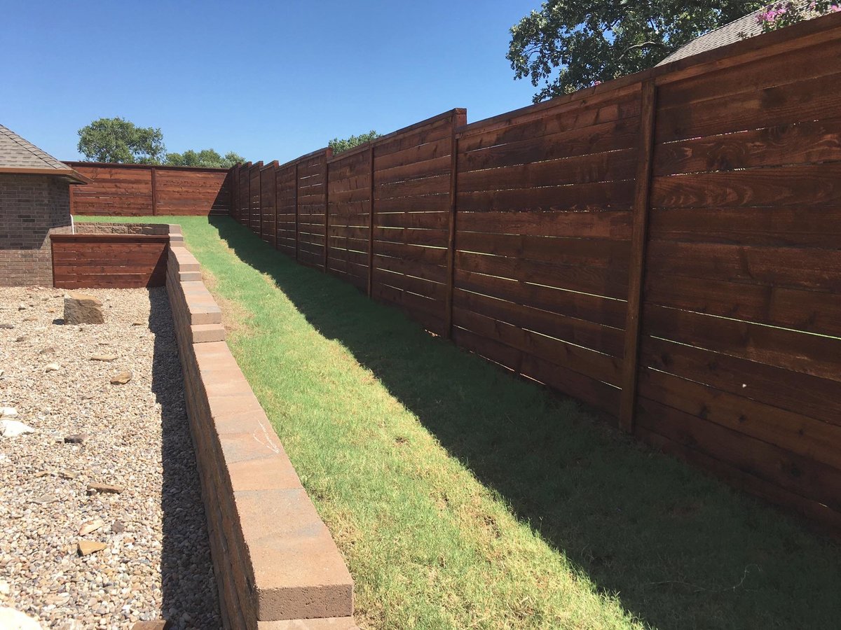 Horizontal Cedar Fence with Stain