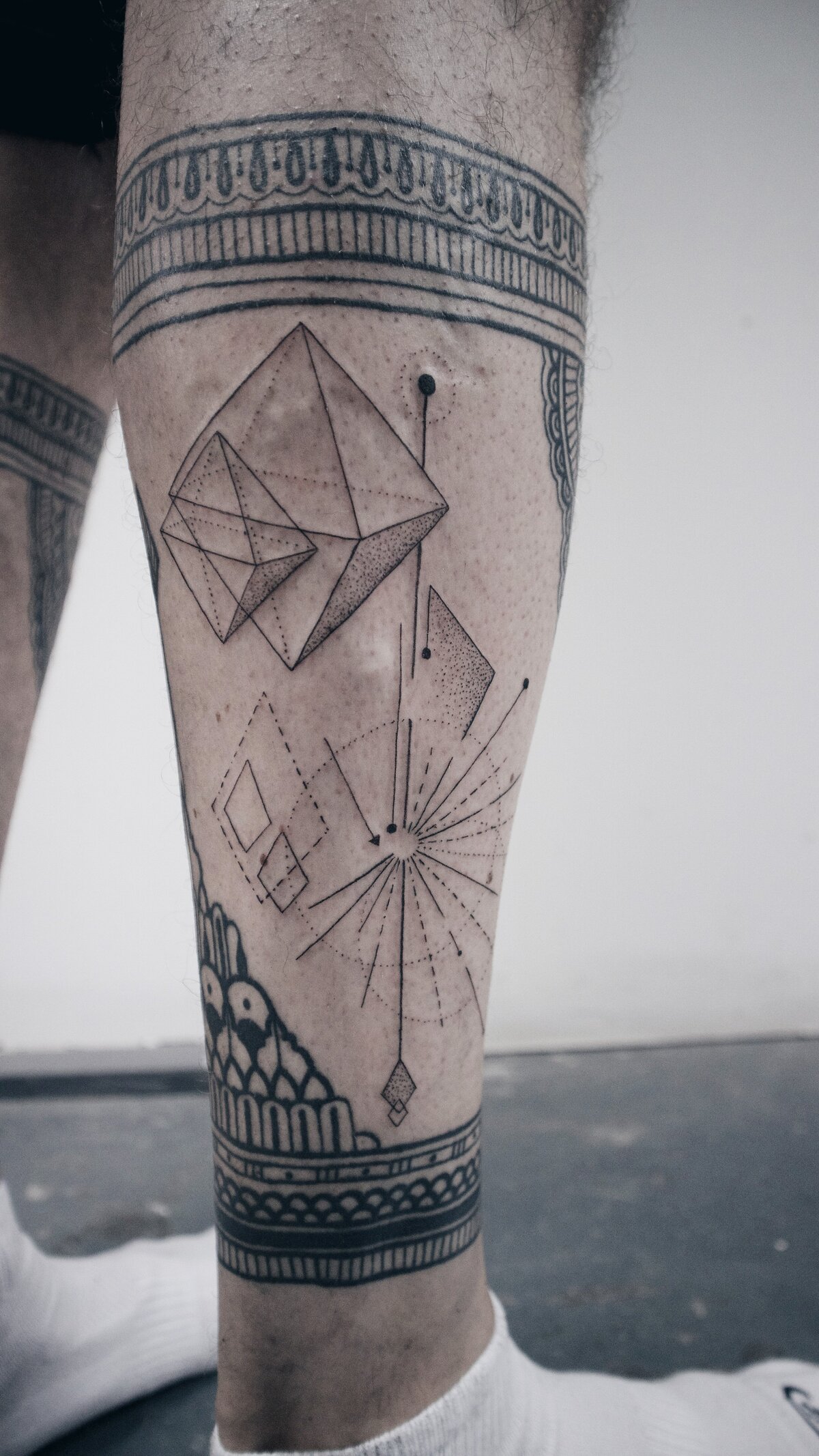 Geometric tattoo, fine line tattoo, abstract tattoo