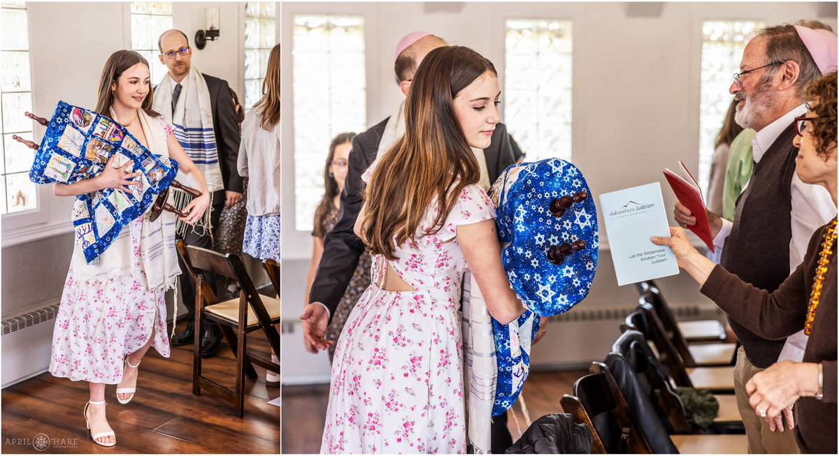 Bat Mitzvah Girl Carries Torah Throughout Congregation