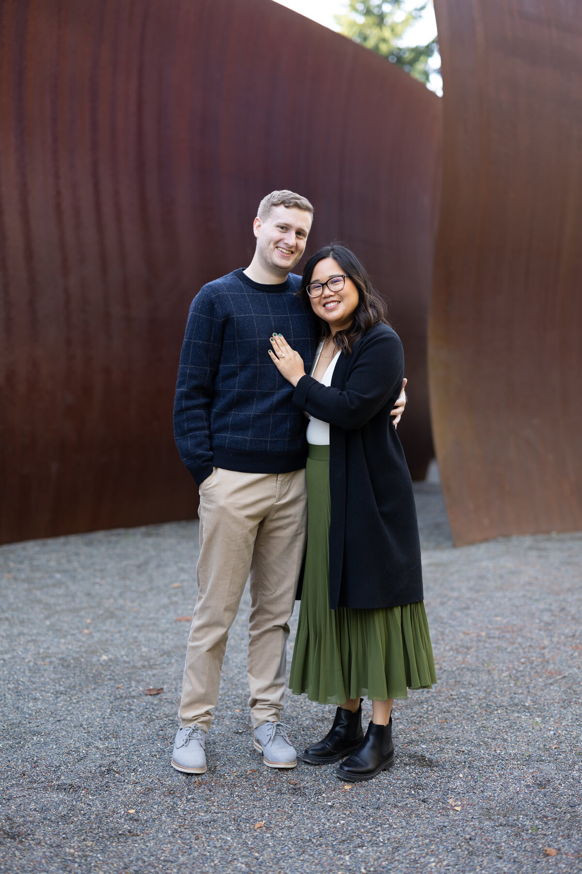 engagement and Surprise Seattle wedding photography sculpture park- 32