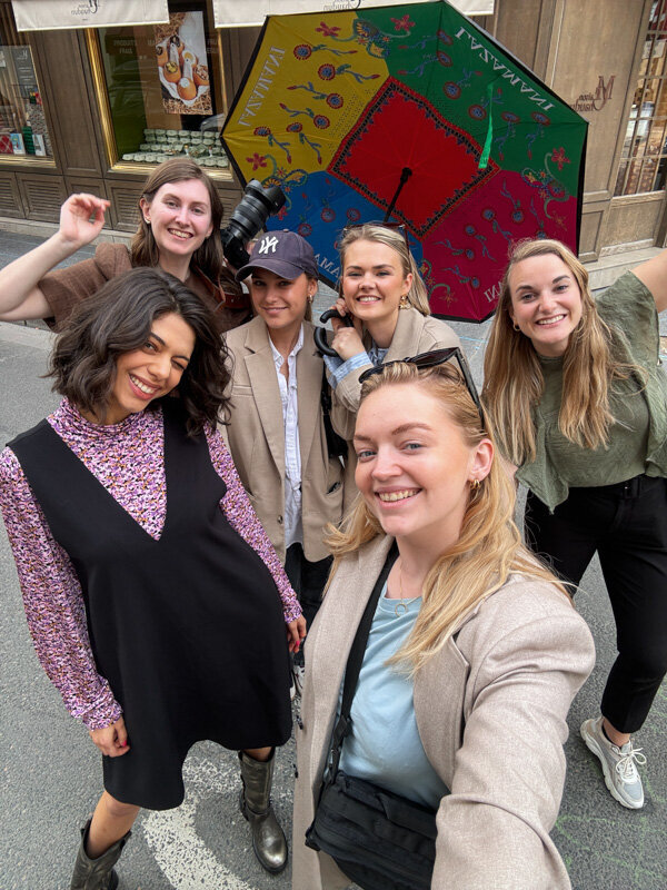 Group of six woman who worked as a team during a photoshoot in Paris