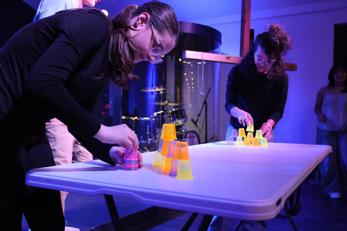 Teens playing games at youth group at a non-denominational church in Fayetteville, NC. 