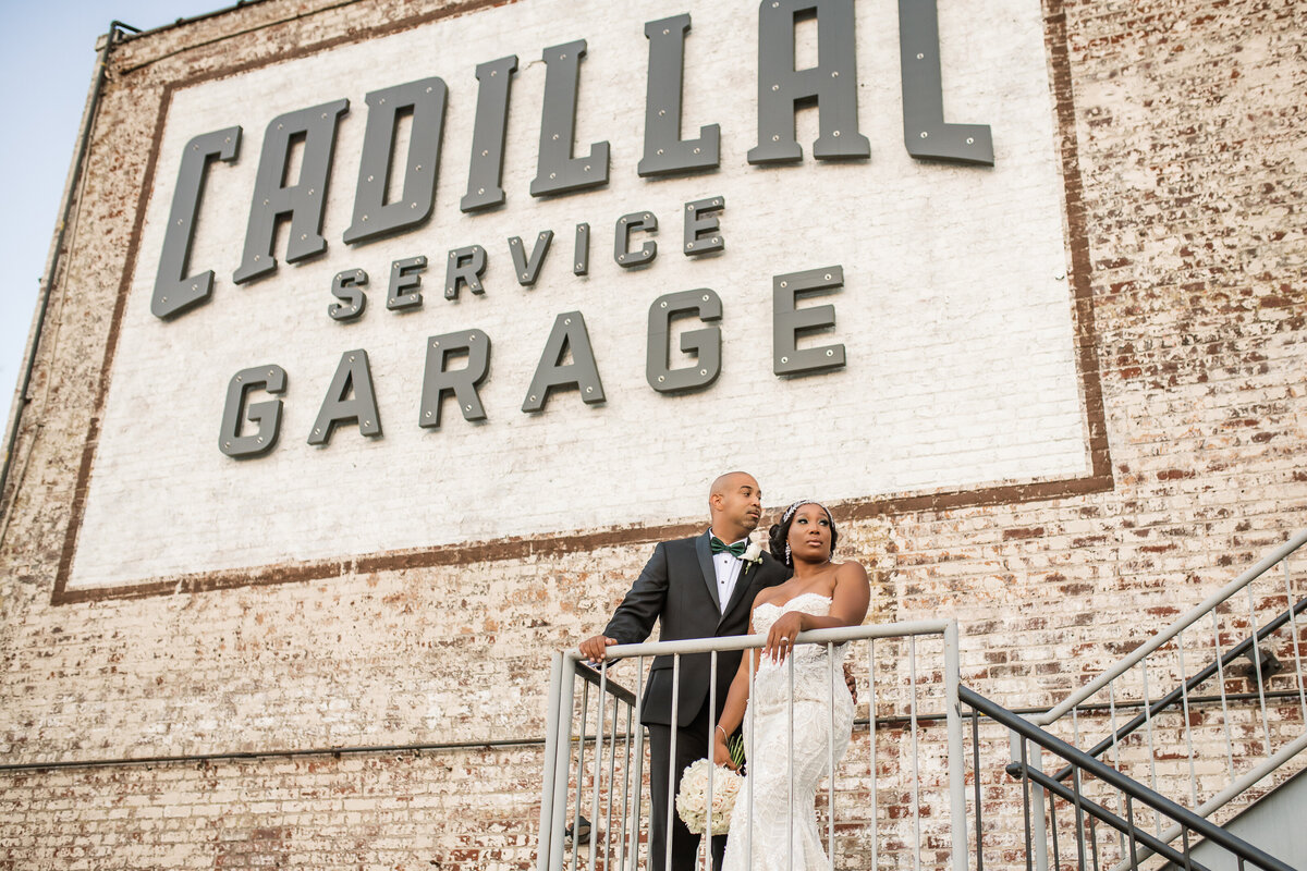 Shannon+MichaelPortraits1CharlotteWeddingPhotographerCrystalCofiePhotographyGreensboro_NCCadillacCarGargage-7