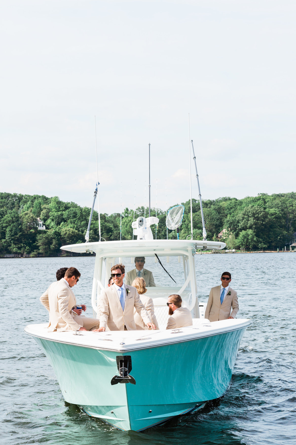 groomsmen on a boat