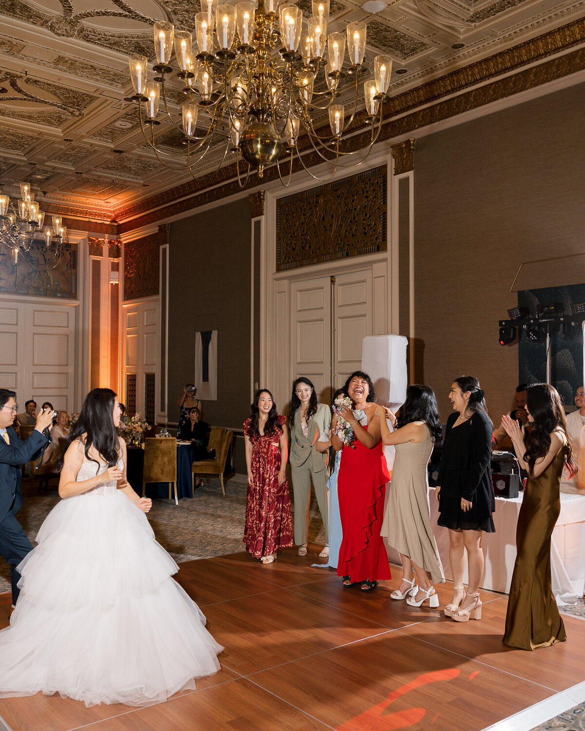 Bouquet toss wedding Beacon Grand San Francisco Bay Area hotel wedding photographer