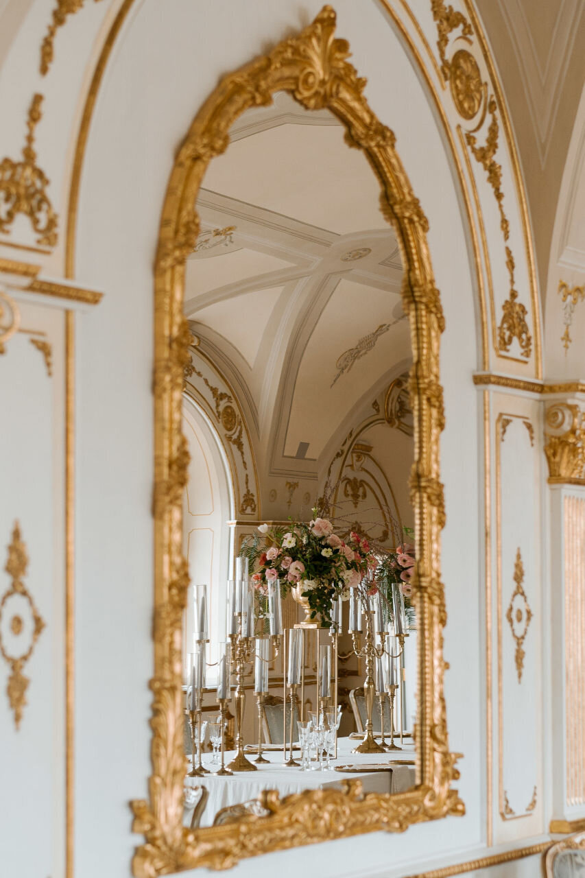 luxury wedding venue with gold detailing