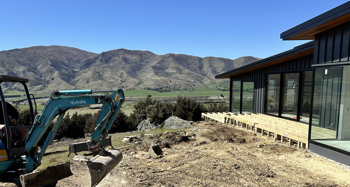 exterior landscaping with a digger