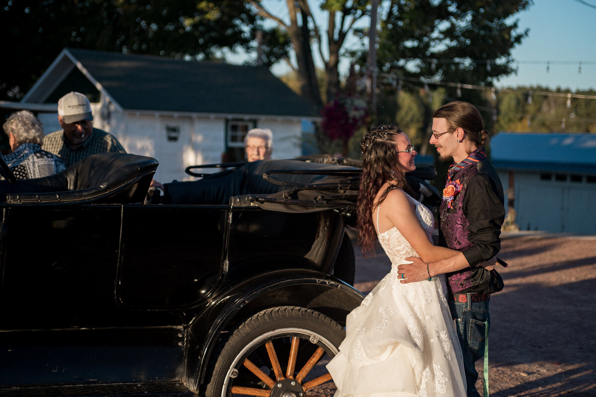 Candid sunset moment at wedding