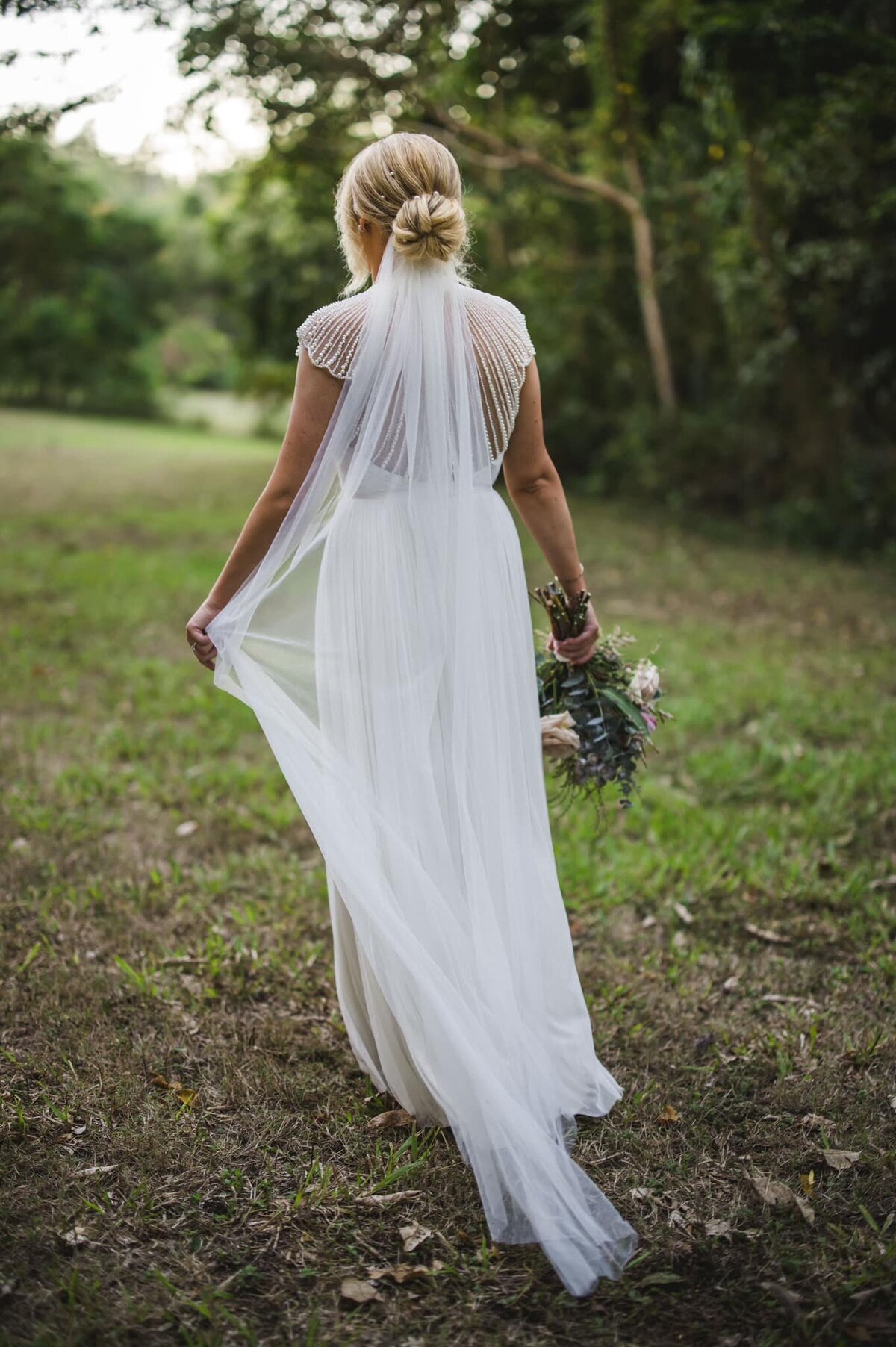 LOHST wedding hair low bun veil