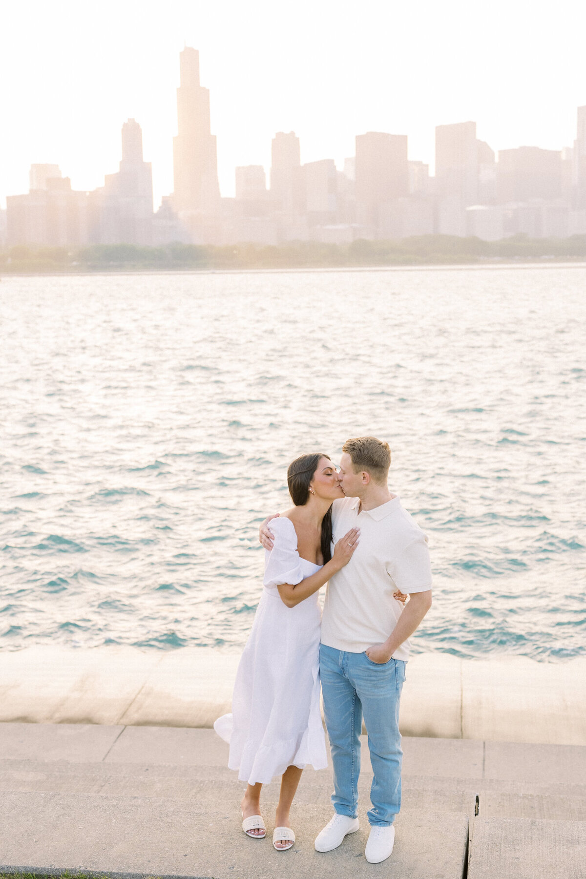 Sunset Engagement Photo at Chicago's Museum Campus