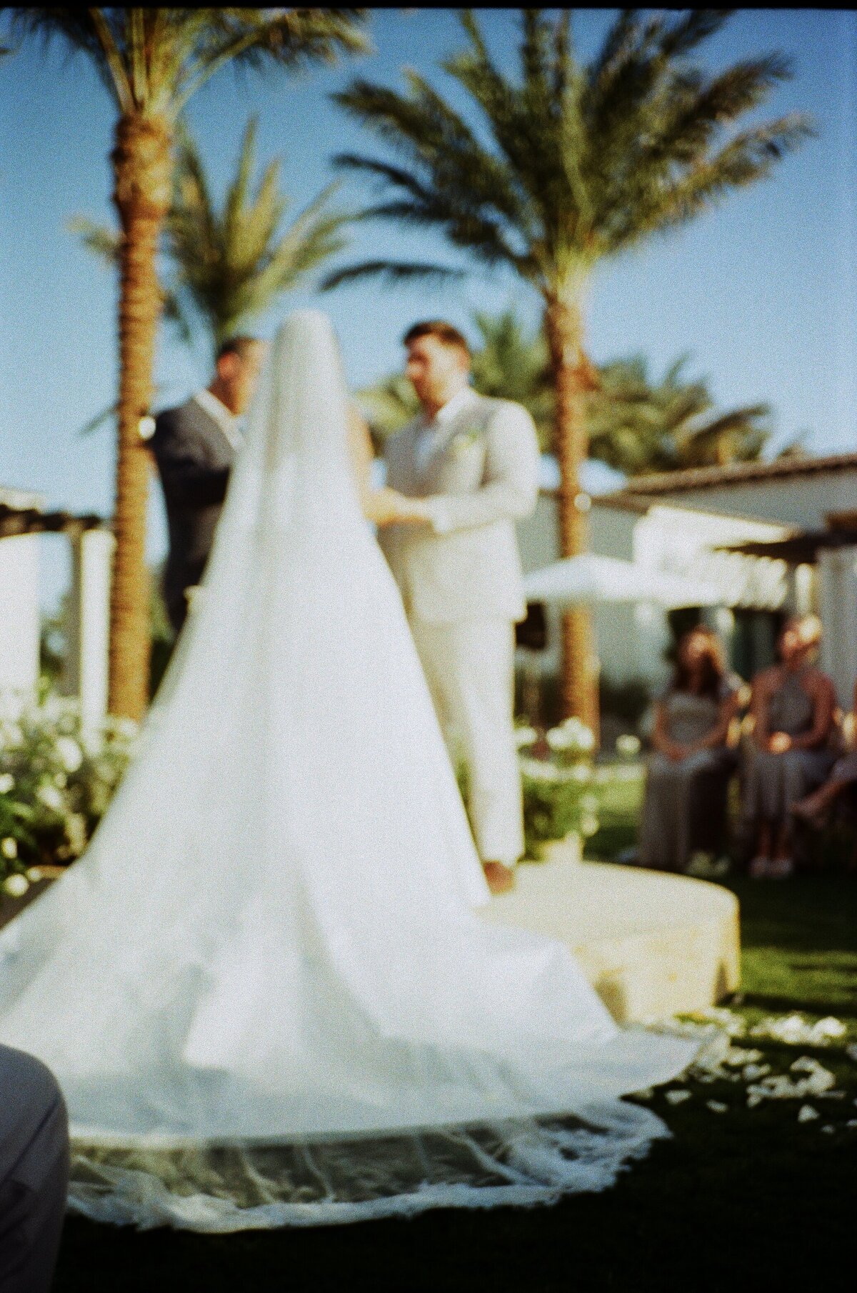 bride and groom at altar shot on 35mmfilm Cache Estate wedding